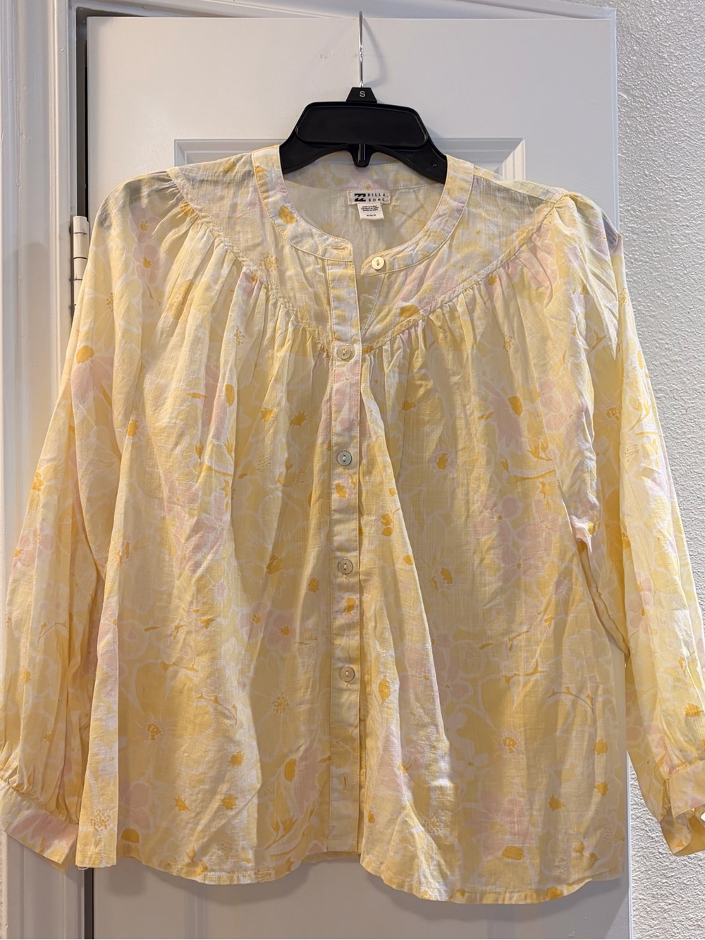 Billabong Pale Yellow & White Cotton Floral Shirt - Picture 3 of 12